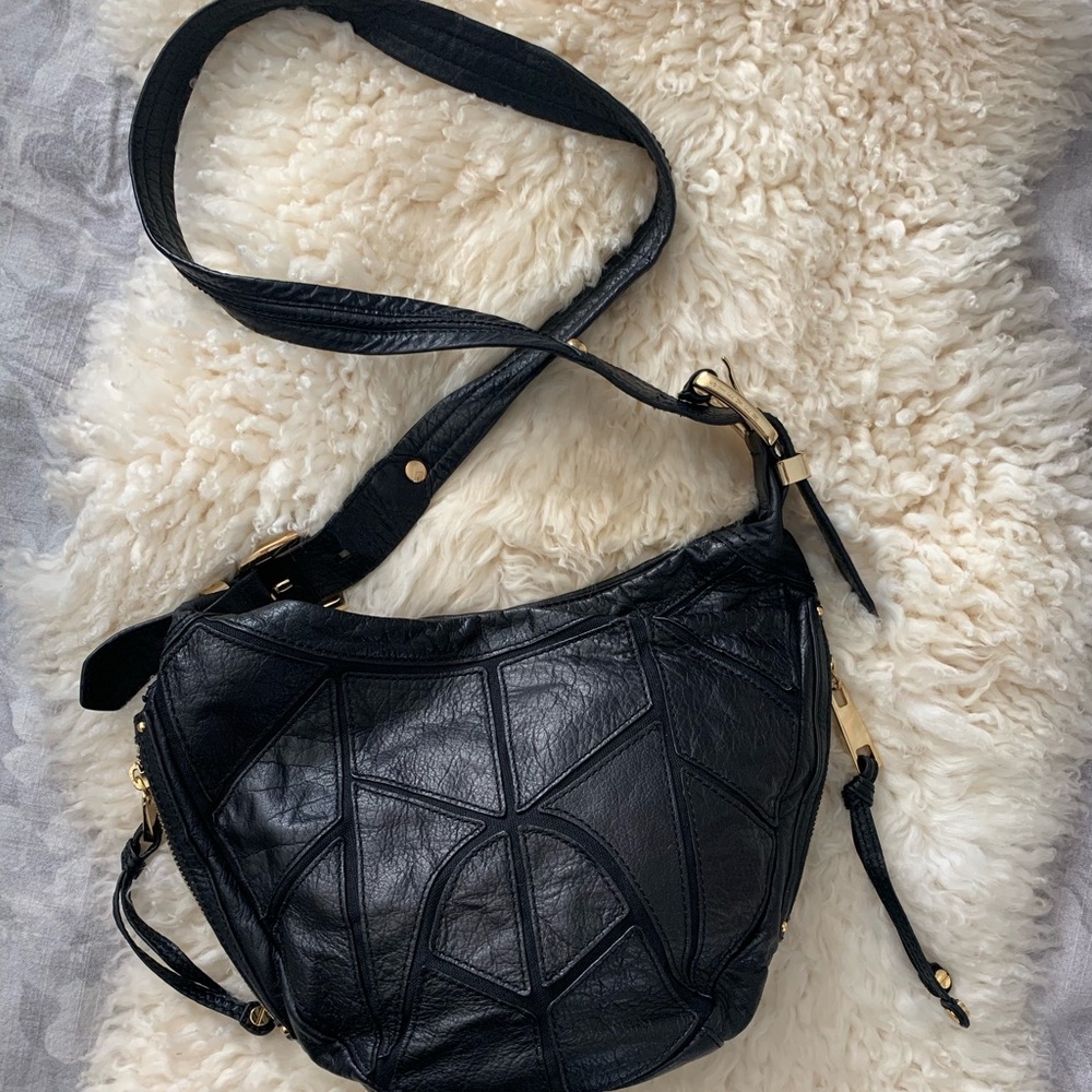 Black Leather Steven Madden Crossbody Bag